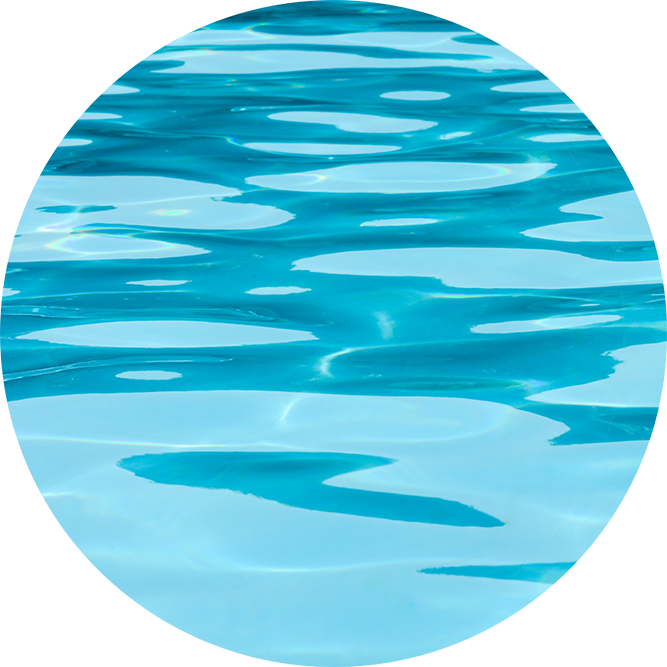 Circular image containing a close up of the surface of water.