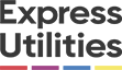 The words Express Utilities written above four dashes, which are red, purple, blue, and yellow.
