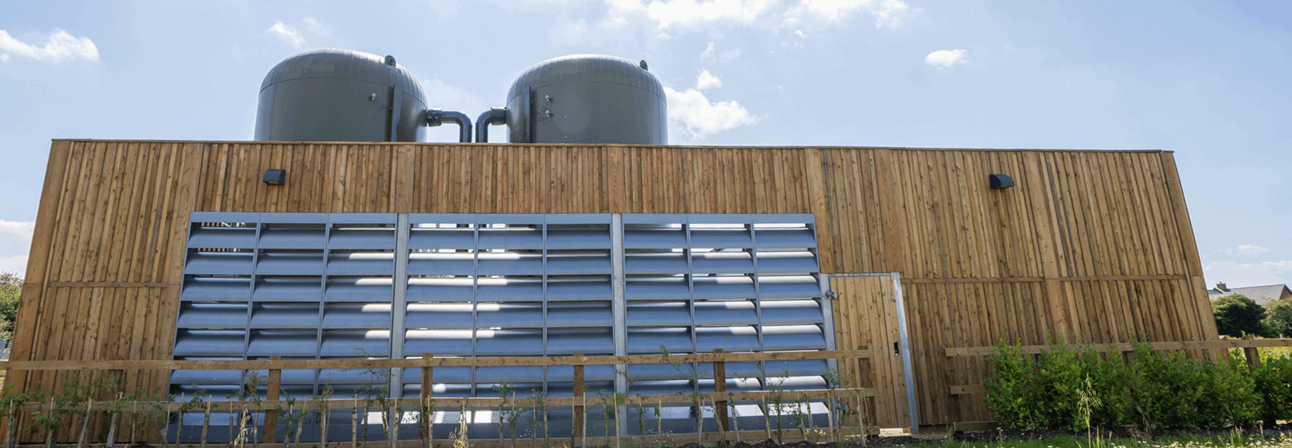 Swinnow Park Wetherby GTC community heat hub, from the ground level looking upwards, a low-carbon heat network