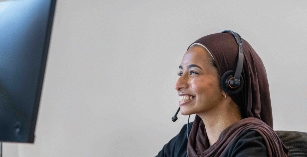 A GTC customer service telephone support employee works with housebuilders and residents