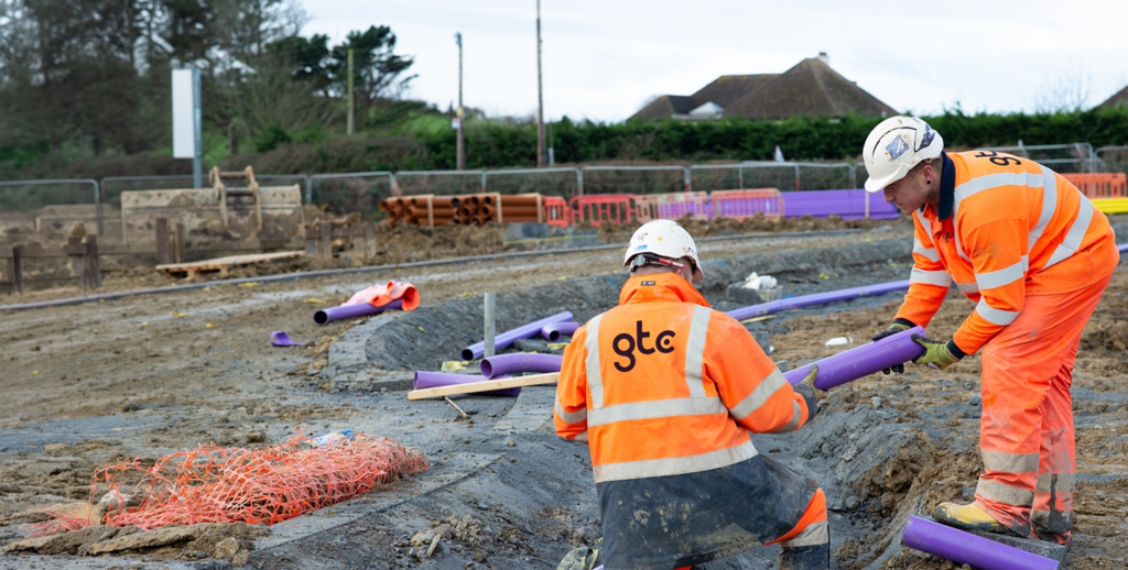 GTC full fibre networks being installed onsite alongside other utility networks
